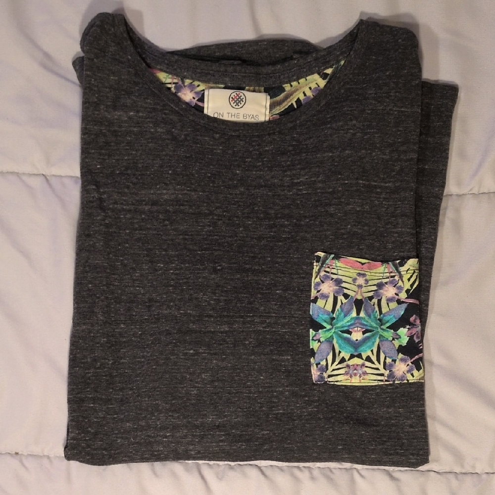 On the Byas Charcoal Tee with Vibrant Pocket